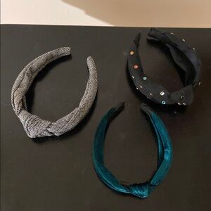 Elegant Women's Headband Set - Black, Gray, Teal (not worn)
